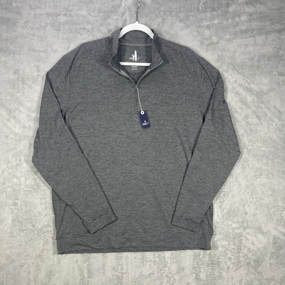 johnnie-O Vaughn Quarter Zip 1/4 Pullover Mens XL Black Striped JMK01890